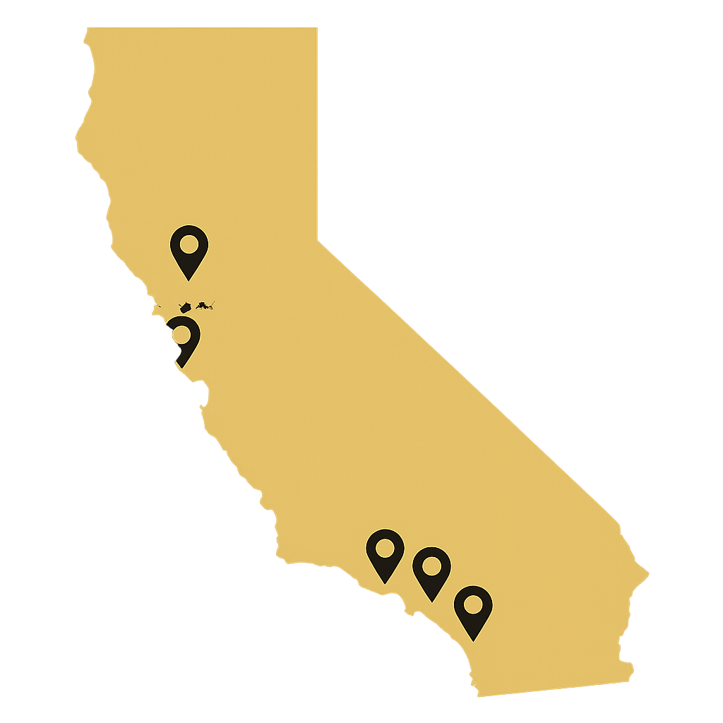 California Map showing office locations